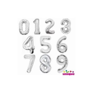 Silver Number Balloons